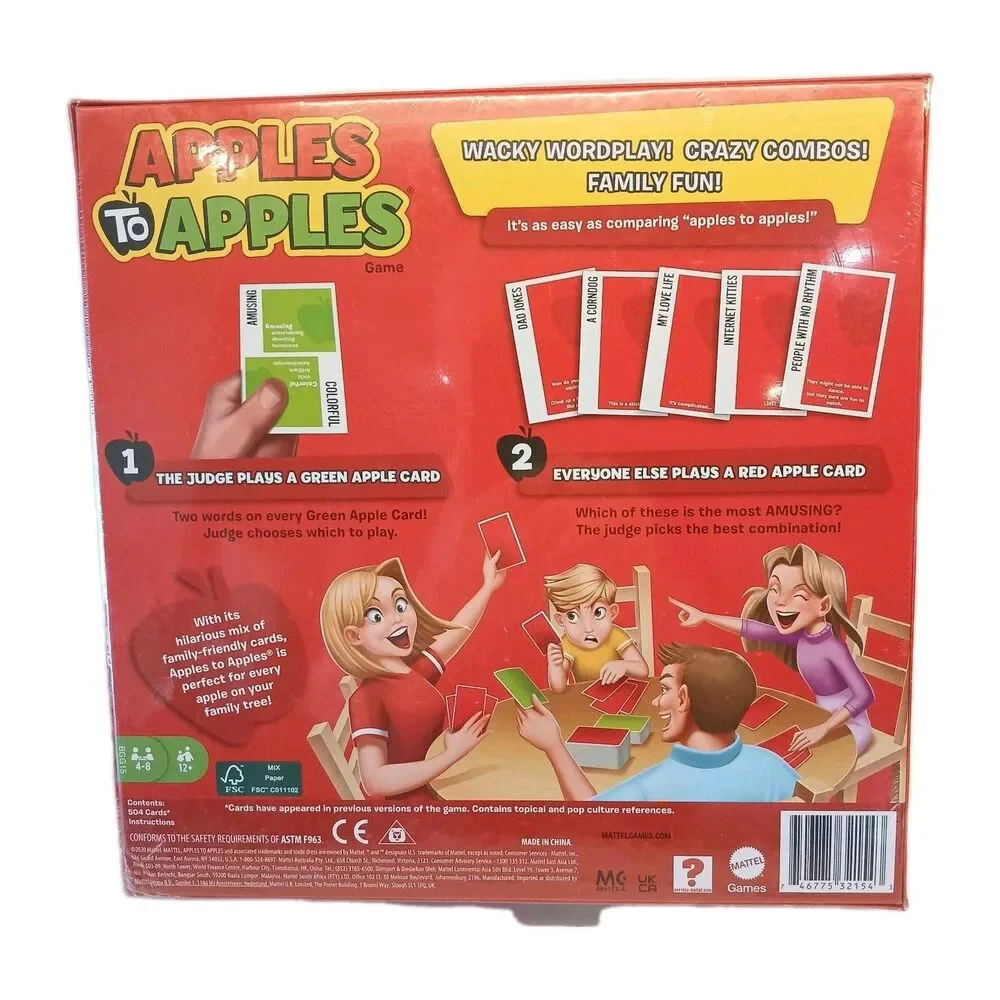 Mattel Games, Apples to Apples, the Family Party Game, Ages 12+, 4-8 Players NIB
